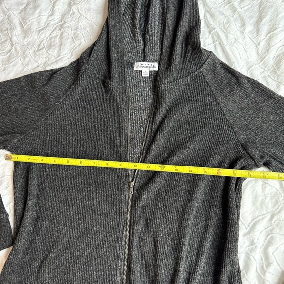 Ten Sixty Sherman Black Grey Ribbed Zip Up Sweatshirt Elastic Waist - Picture 5 of 8